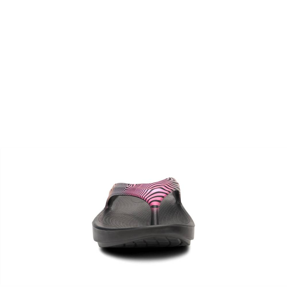 NEW OOFOS women's oolala limited sandal in disco zebra - Picture 4 of 8